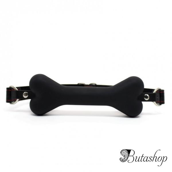 Черный кжаный кляп для рта с мягкой силиконовой подушечкой - butashop.com