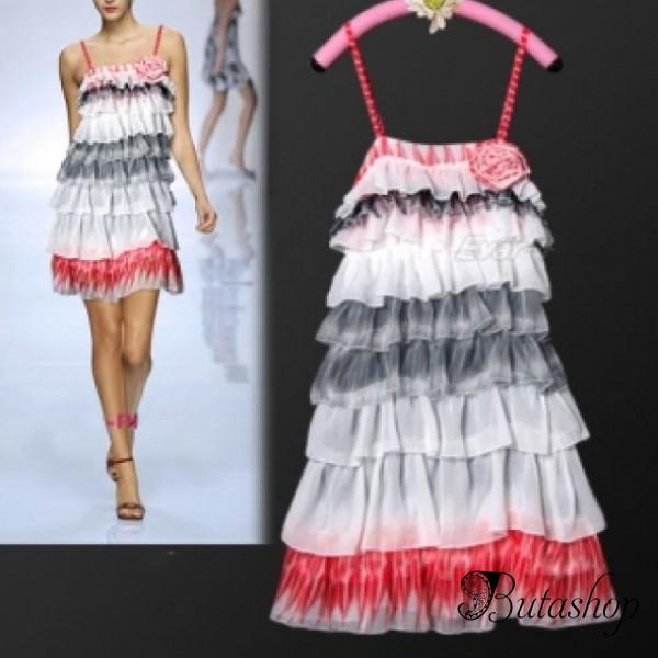 РАСПРОДАЖА! Изящное красочное ярусное вечернее платье - butashop.com