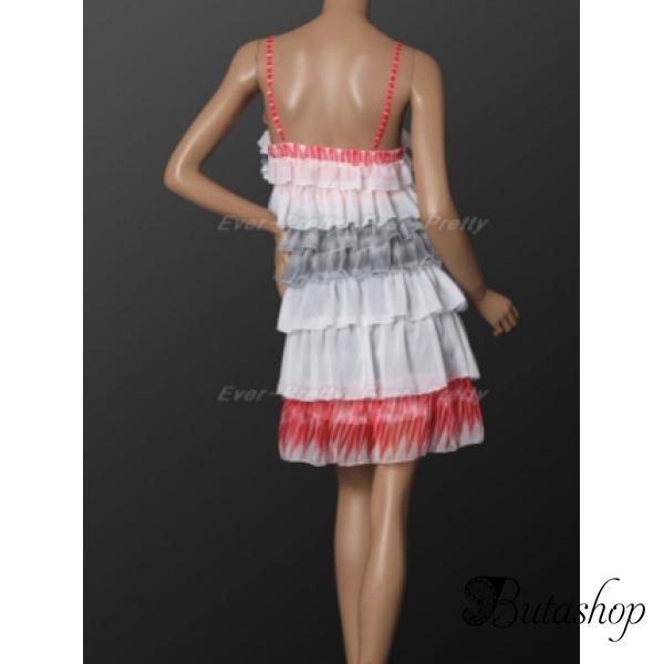РАСПРОДАЖА! Изящное красочное ярусное вечернее платье - butashop.com