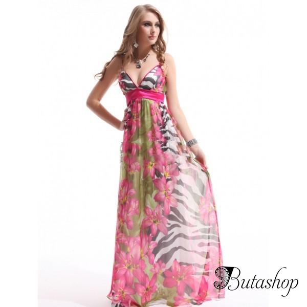 РАСПРОДАЖА! Шифоновое вечернее платье с нежным принтом - butashop.com