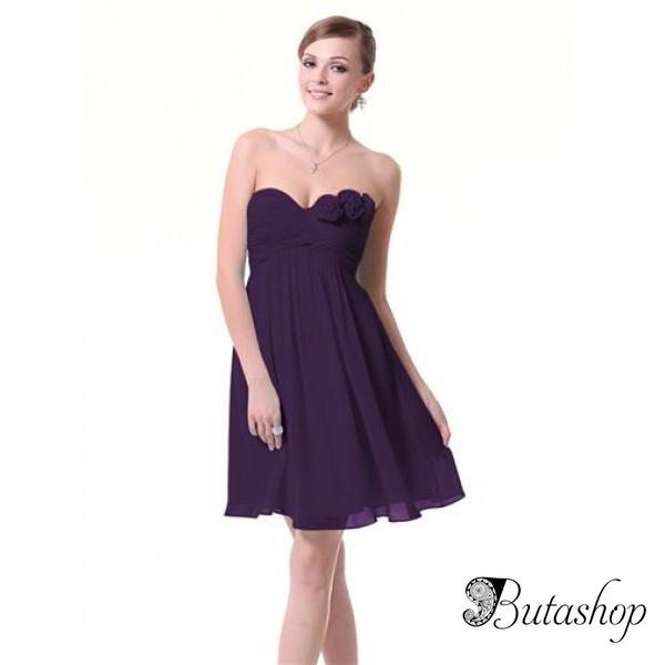 РАСПРОДАЖА! Платье с розами без бретель фиолетовое - butashop.com