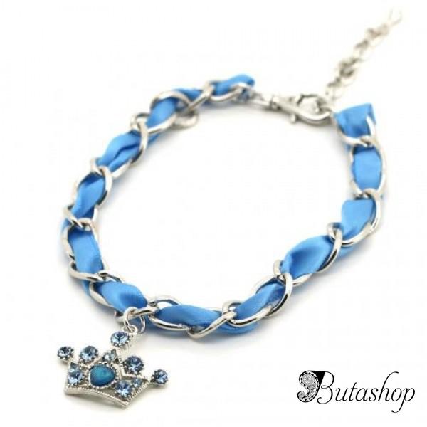РАСПРОДАЖА! Ожерелье для собак голубое с подвеской Корона - butashop.com