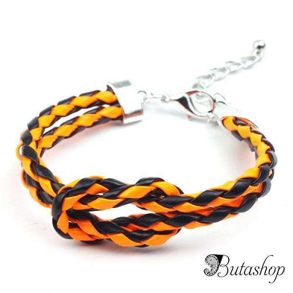 РАСПРОДАЖА! Двухцветный браслет на металлической застежке, черно-оранжевый - butashop.com