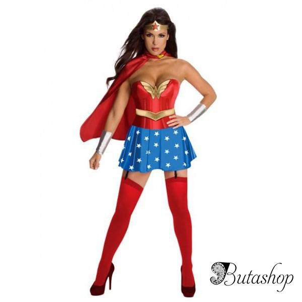 Эротичный костюм Супер женщины красный - butashop.com