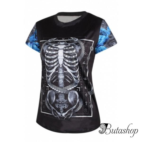 Оригинальная женская со скелетом футболка - butashop.com