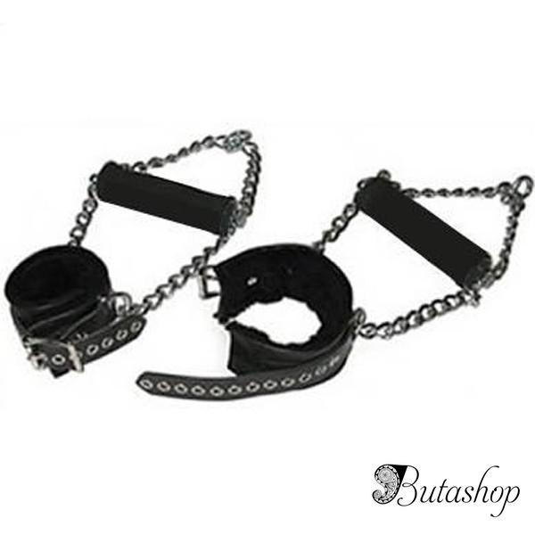 Черные наручники с меховой подкладкой - butashop.com