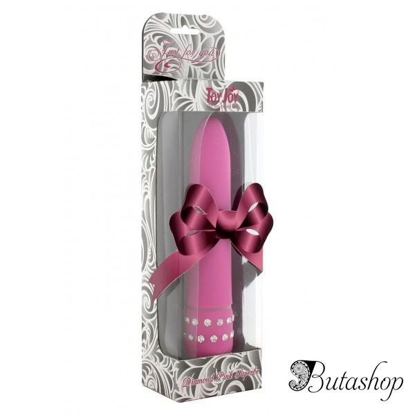 Вибратор розовый с диамантами - butashop.com