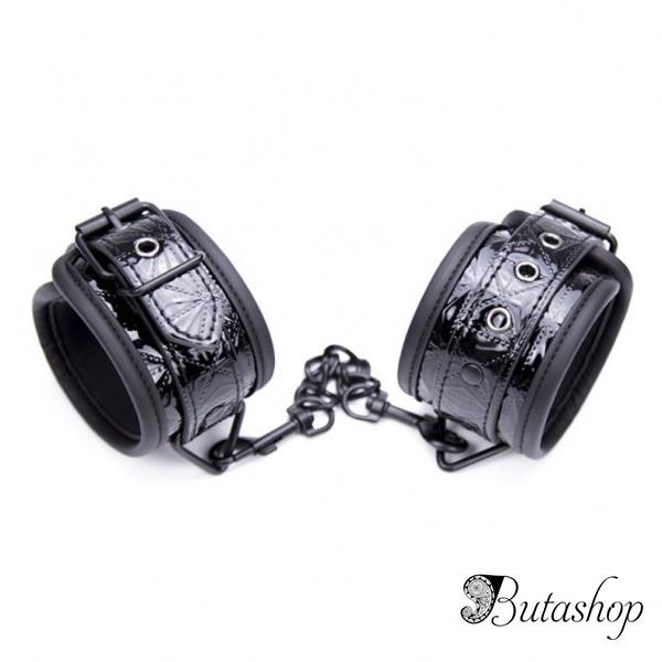 Черные наручники из крокодиловой кожи - butashop.com