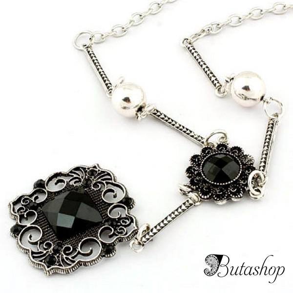 РАСПРОДАЖА! Красивое ожерелье с черными цветами - butashop.com
