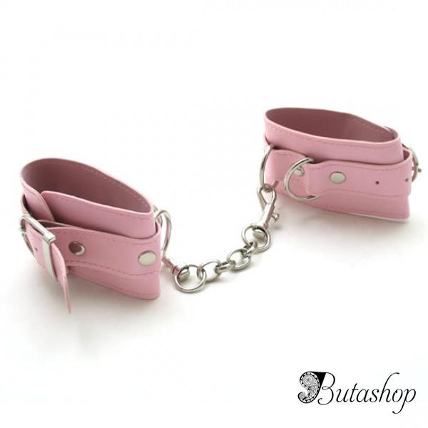 Розовые наручники из кожи - butashop.com
