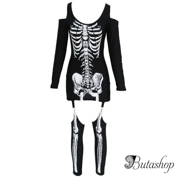 рентген хеллоуин с плеча скелет платье костюм - butashop.com