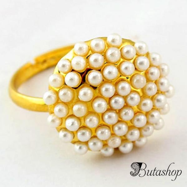 РАСПРОДАЖА! Золотистое кольцо с бусинами - butashop.com