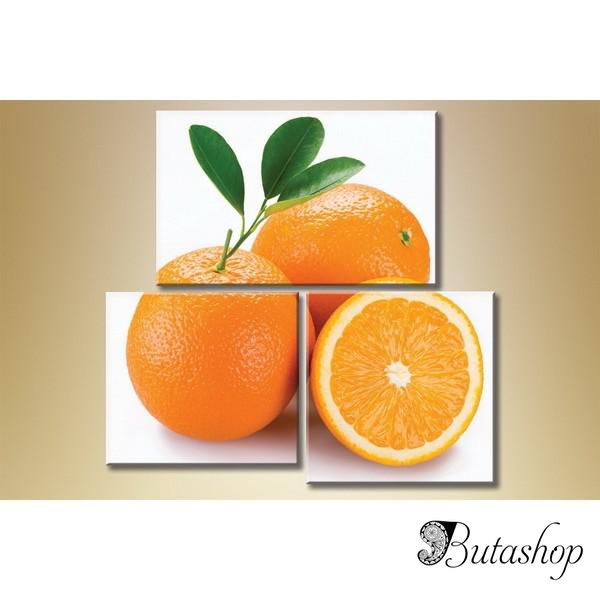 Модульная картина из 3 частей, апельсины, 120х120 - butashop.com