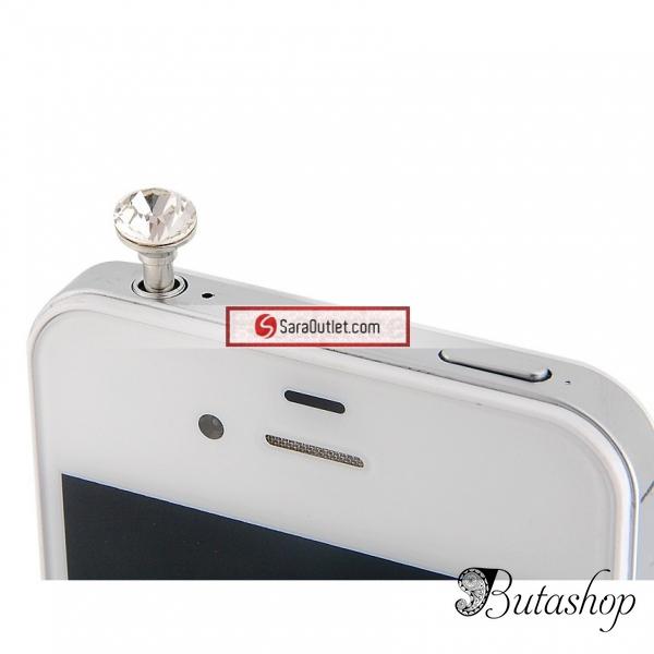 РАСПРОДАЖА! Crystal Decorated Dustproof Cover for iPhone 4/4S 3.5 mm Jack (White) - butashop.com