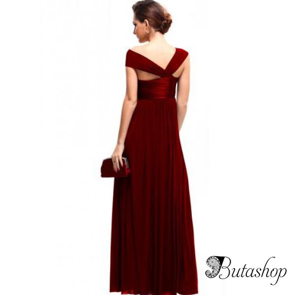 РАСПРОДАЖА! Ярко-красное вечернее длинное платье с открытым плечом - butashop.com