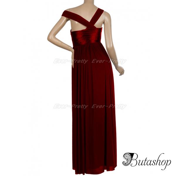 РАСПРОДАЖА! Ярко-красное вечернее длинное платье с открытым плечом - butashop.com
