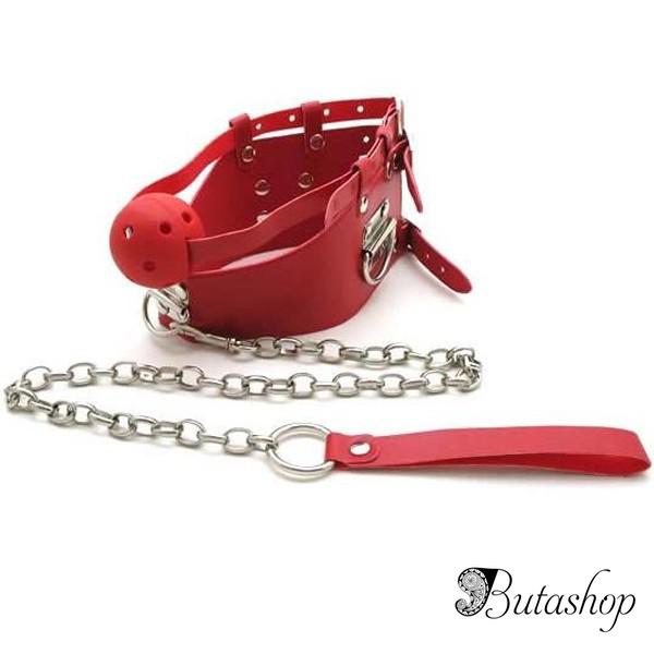 Красный кляп с цепью - butashop.com