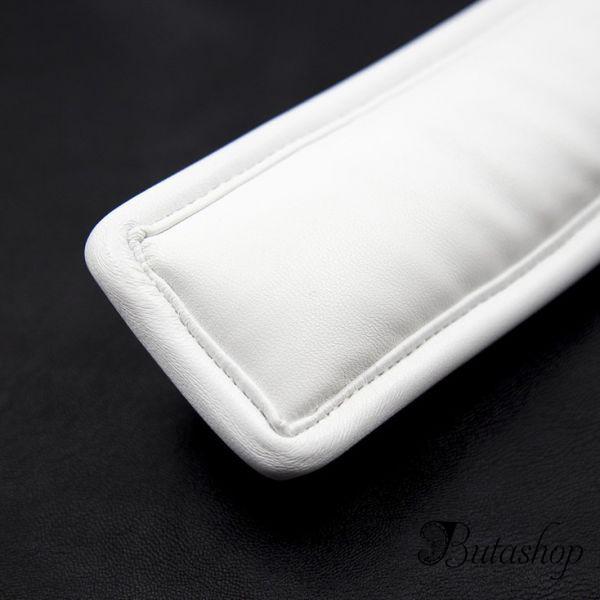 Кожаный белый ошейник с мягкой подкладкой Unisex - butashop.com