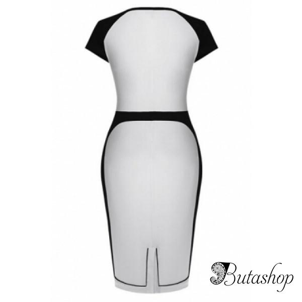 Элегантное черно белое платье миди - butashop.com