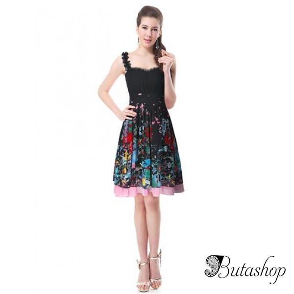 РАСПРОДАЖА! Черное платье с цветочным принтом - butashop.com