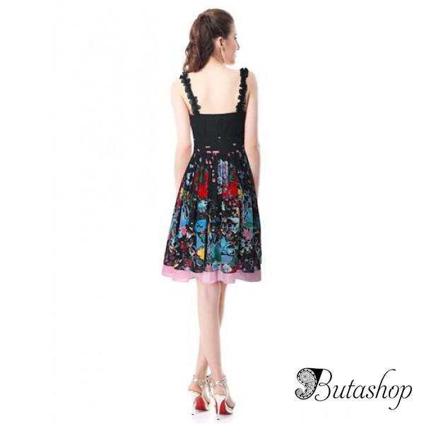 РАСПРОДАЖА! Черное платье с цветочным принтом - butashop.com