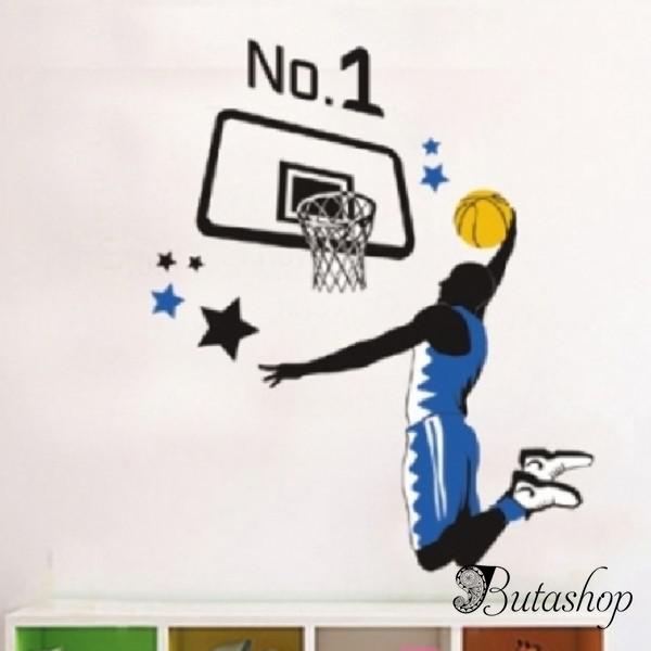 РАСПРОДАЖА! Виниловая наклейка - Баскетболист и баскетбольное кольцо - butashop.com