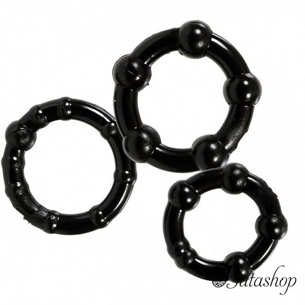 Три эрекционных кольца Get Hard черного цвета - butashop.com