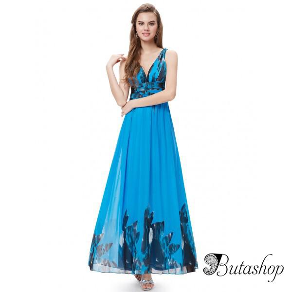 РАСПРОДАЖА! Платье с V-образным вырезом на спине голубое - butashop.com