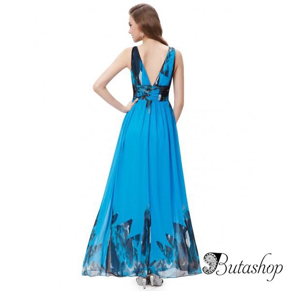 РАСПРОДАЖА! Платье с V-образным вырезом на спине голубое - butashop.com
