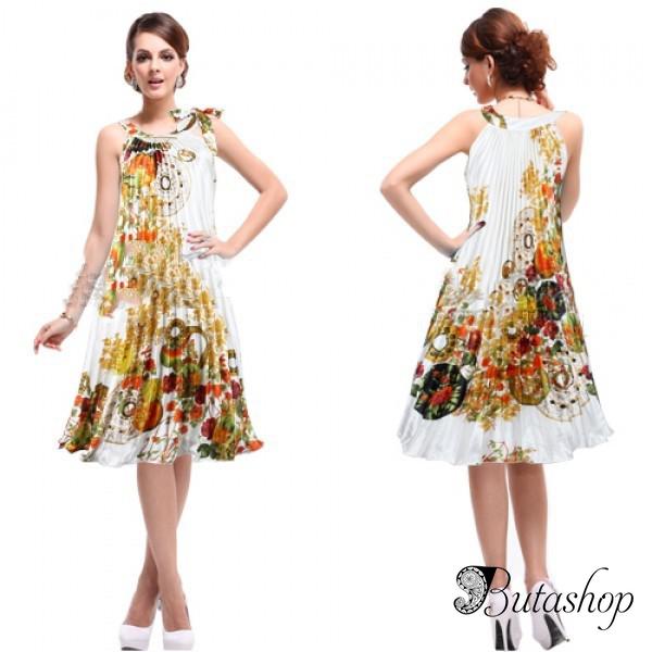 Плиссированное платье с цветочным принтом - butashop.com
