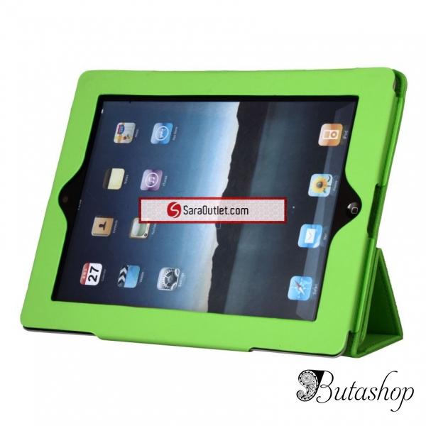 РАСПРОДАЖА! Кожаный защитный чехол для New iPad (зеленый) - butashop.com