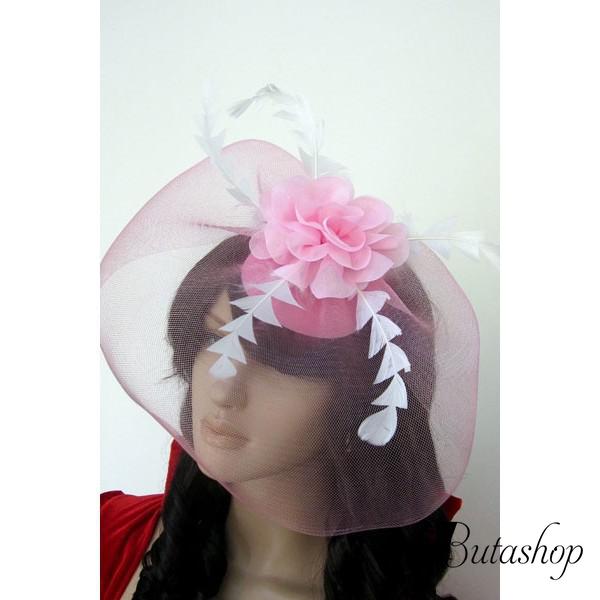 Розовая шляпка с вуалью - butashop.com