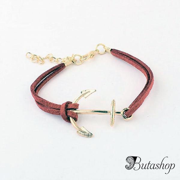 РАСПРОДАЖА! Кожаный браслет - Якорь - butashop.com