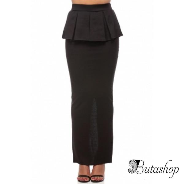 Элегантная с баской юбка макси длины - butashop.com