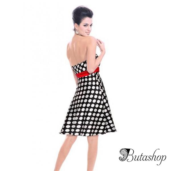 РАСПРОДАЖА! Платье в горошек с красным поясом - butashop.com