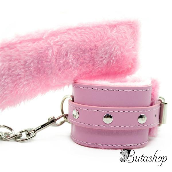Гламурные розовые наручники с мехом - butashop.com