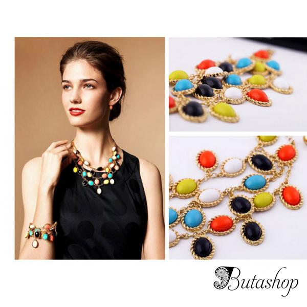РАСПРОДАЖА! Яркий браслет с разноцветными камнями - butashop.com