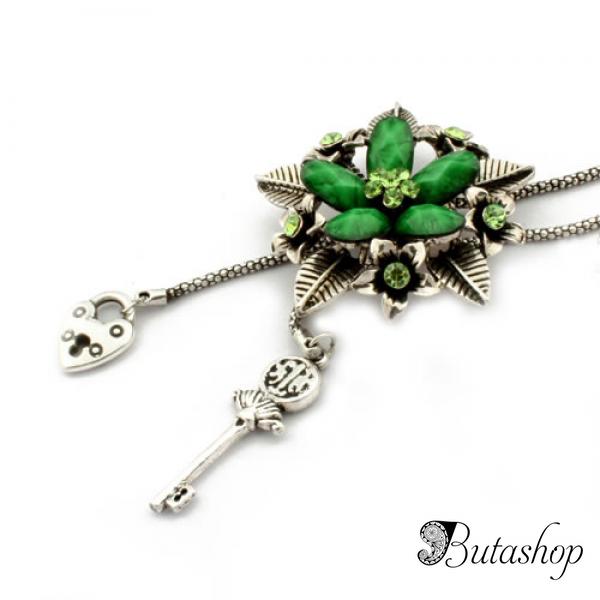 РАСПРОДАЖА! Металлическое ожерелье с цветочком и  мерцающими стразами - butashop.com