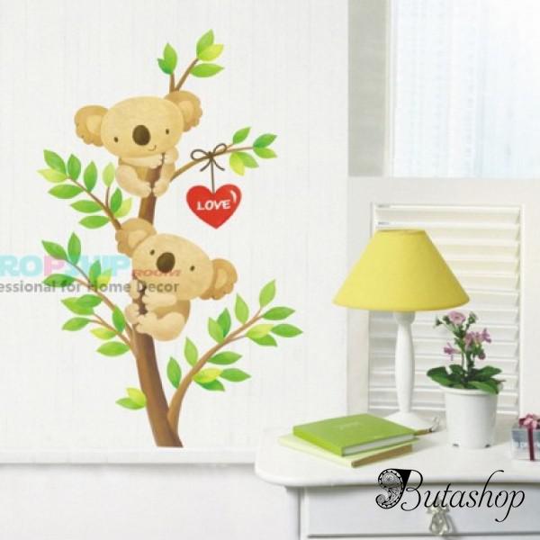 РАСПРОДАЖА! Виниловая наклейка - Влюбленные мишки на дереве - butashop.com