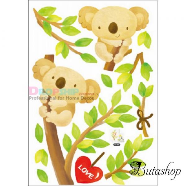 РАСПРОДАЖА! Виниловая наклейка - Влюбленные мишки на дереве - butashop.com