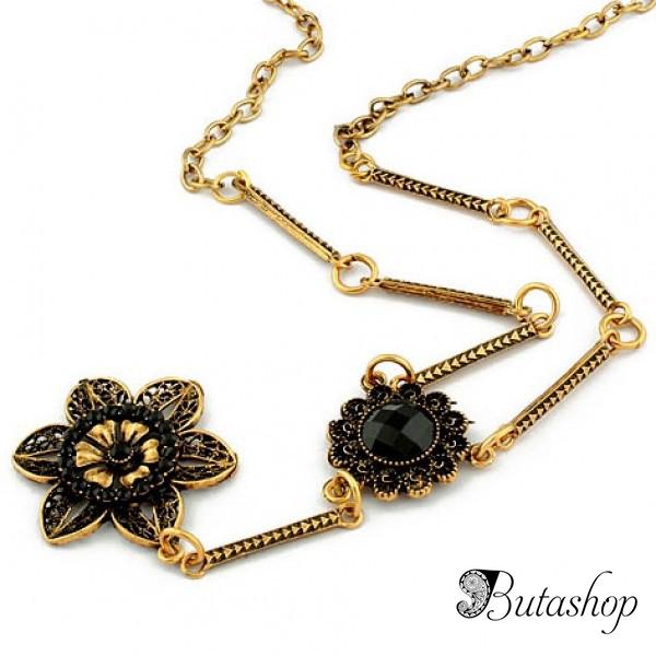 РАСПРОДАЖА! Красивое ожерелье с черными цветами в стиле барокко - butashop.com
