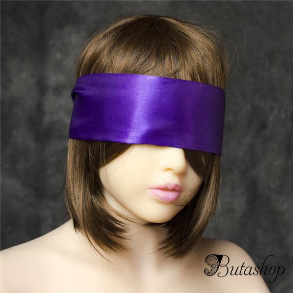 Широкая фиолетовая атласная лента на глаза в виде маски - butashop.com