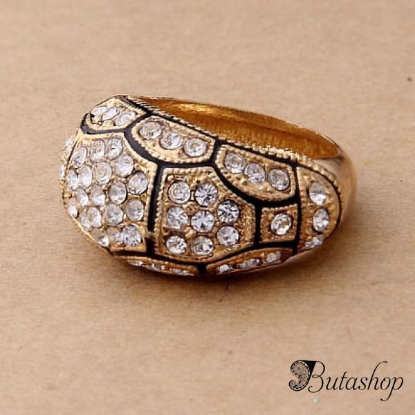 РАСПРОДАЖА! Красивое золотистое кольцо со стразами - butashop.com