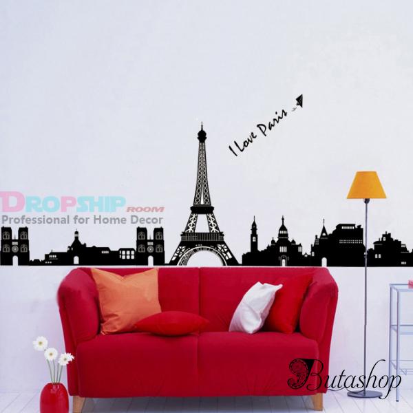 РАСПРОДАЖА! Виниловая наклейка - I love Paris - butashop.com