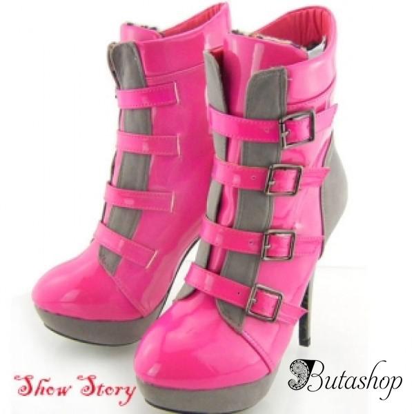 РАСПРОДАЖА! Розовые лаковые ботиночки на каблуке - butashop.com
