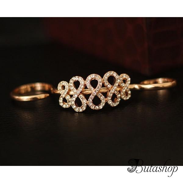 РАСПРОДАЖА! Длинное золотистое кольцо со стразами - butashop.com