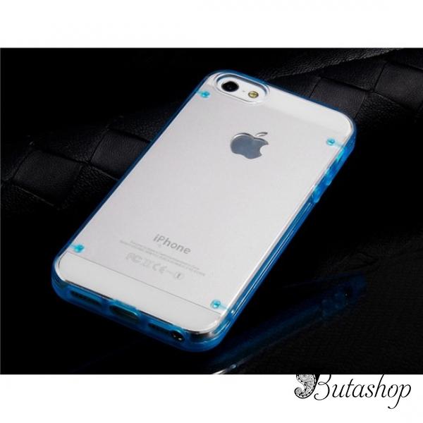 РАСПРОДАЖА! PC Plastic & TPU Rubber Dual Color Glow-in-the-Dark Protective Case for iPhone 5 (Blue) - butashop.com