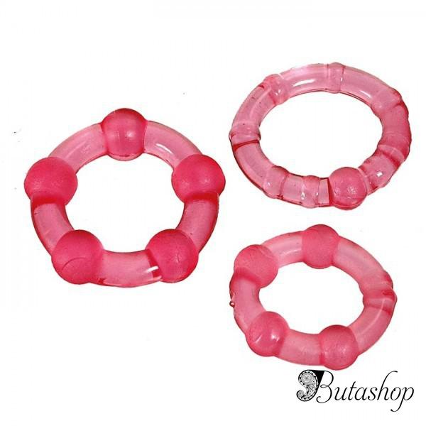 Три эрекционных кольца розового цвета - butashop.com