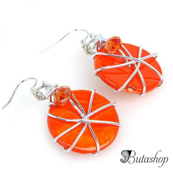 РАСПРОДАЖА! Серьги с оранжевыми, круглыми камнями - butashop.com