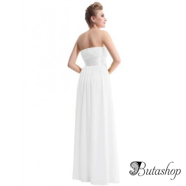 РАСПРОДАЖА! Очаровательное платье без бретель с бантом белое - butashop.com